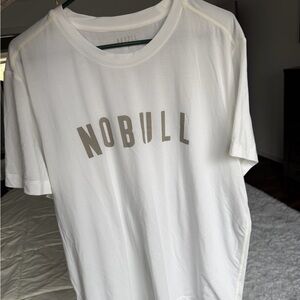 NOBULL Classic White Tee with Gray Logo